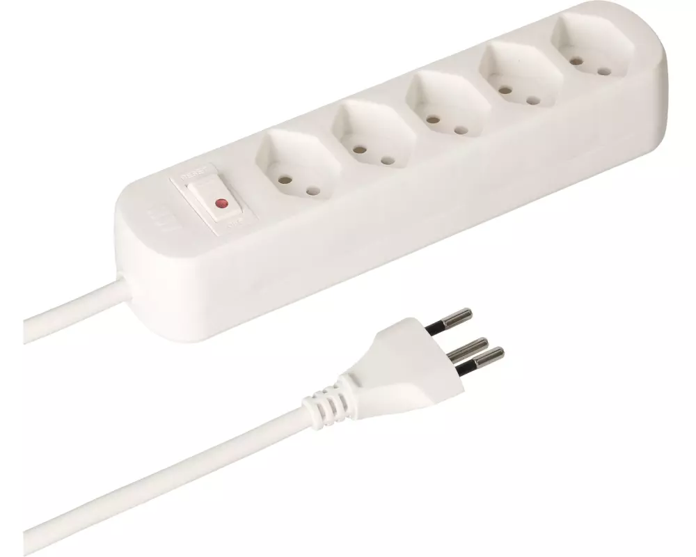 Max Hauri Steckdosenleiste Basic Line 5x T13 Reset Schalter, Weiss