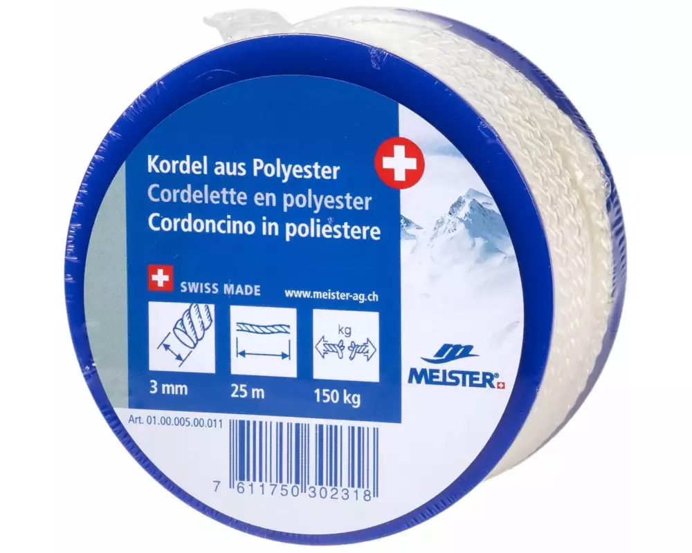 Meister Kordel Ø 3 mm, 25 m, 150 kg, Weiss