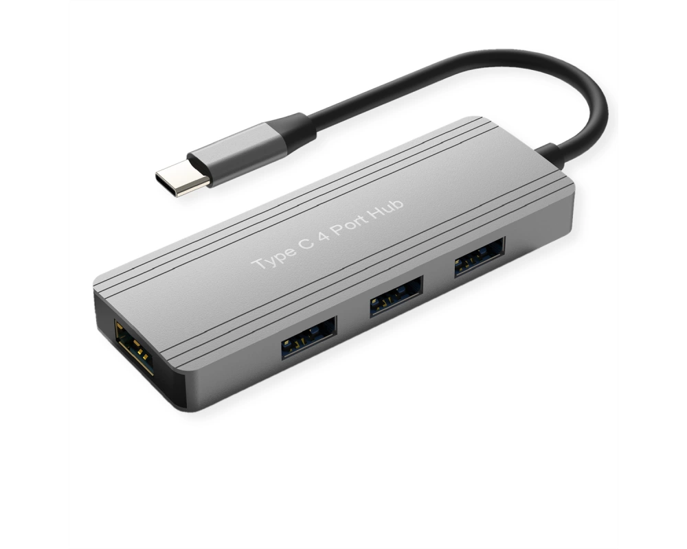 VALUE USB 3.2 Gen 1 Hub, 4fach, USB-C Anschlusskabel