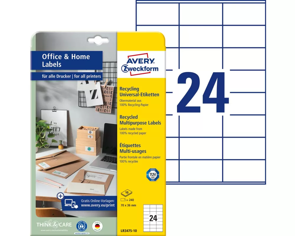 Avery Zweckform Universal-Etiketten LR3475 70 x 36 mm, 10 Blatt