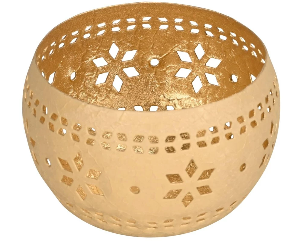 COCON Windlicht Schneeflocke Ø 10.5 cm, Creme-Gold
