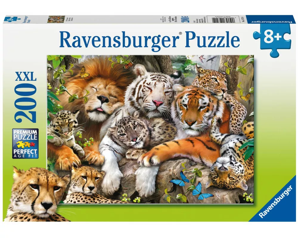 Kinderpuzzle 200 XXL Teile - Schmusende Raubkatzen