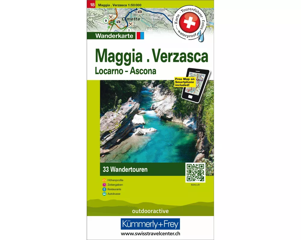 Kümmerly+Frey Wandertourenkarte 18 Maggia, Verzasca 1:50.000