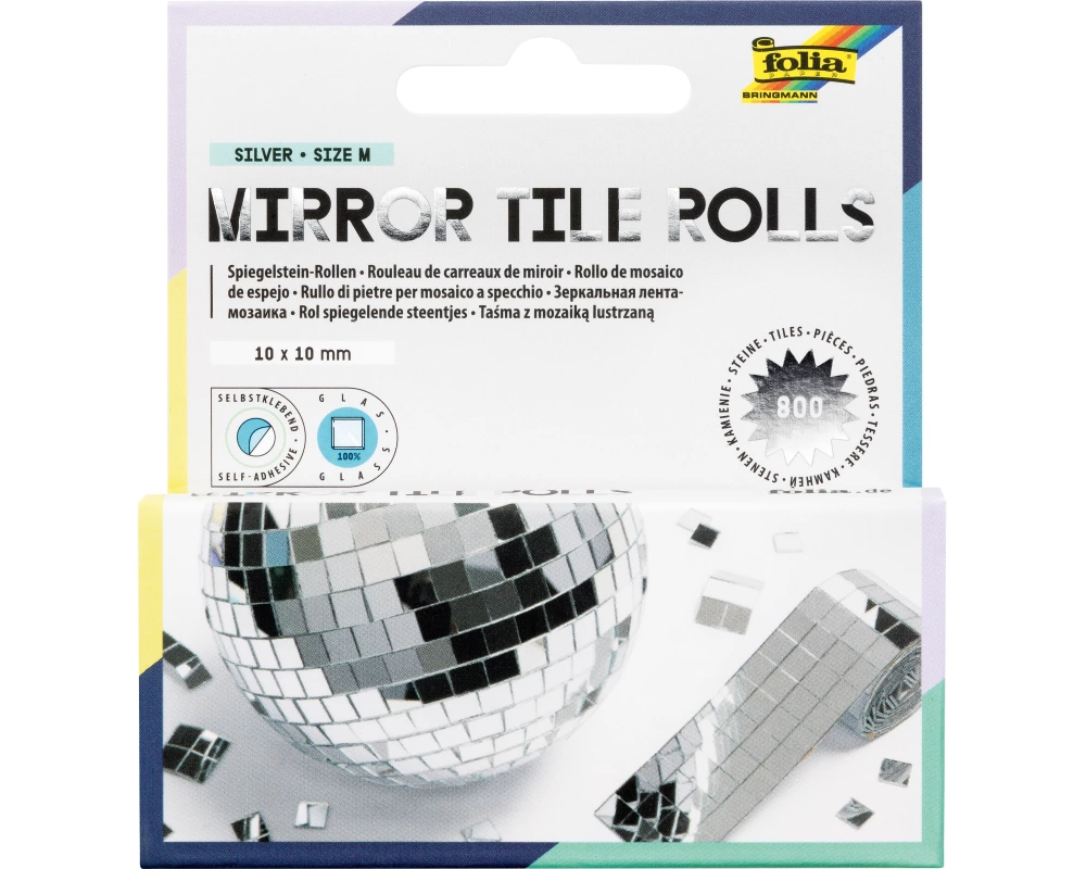 FOLIA Spiegelsteine 10x10mm 541060 2 Rollen á 4cmx1m