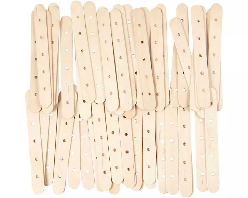 Creativ Company Baustäbe, Holz, 15 x 1.8 cm, Lochgrösse 4 mm, 500 Stück