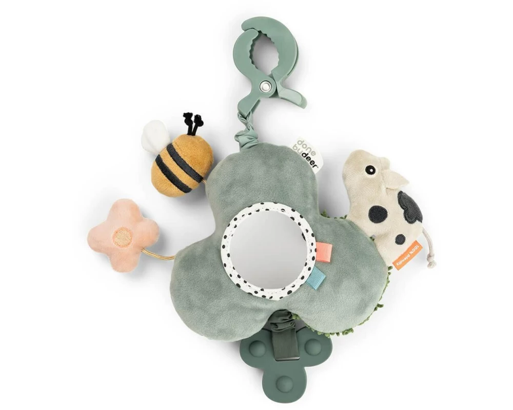 done by deer Kinderwagenspielzeug Activity-Spiegel mit Clip Tiny Grün