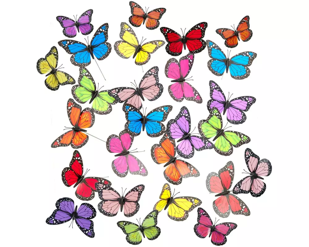 relaxdays Gartenstecker Schmetterlinge 72 Stück, Mehrfarbig