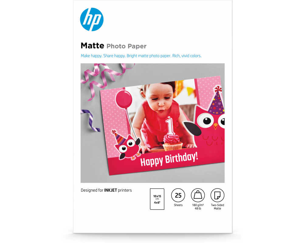 HP HP Matte Photo Paper 10x15cm 7HF70A InkJet, 180g 25 Blatt