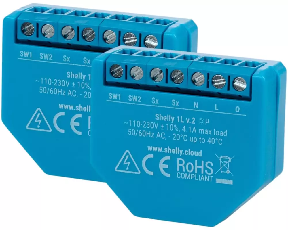 Shelly WLAN-Schaltaktor Shelly 1L WiFi-Relais 2 Stück
