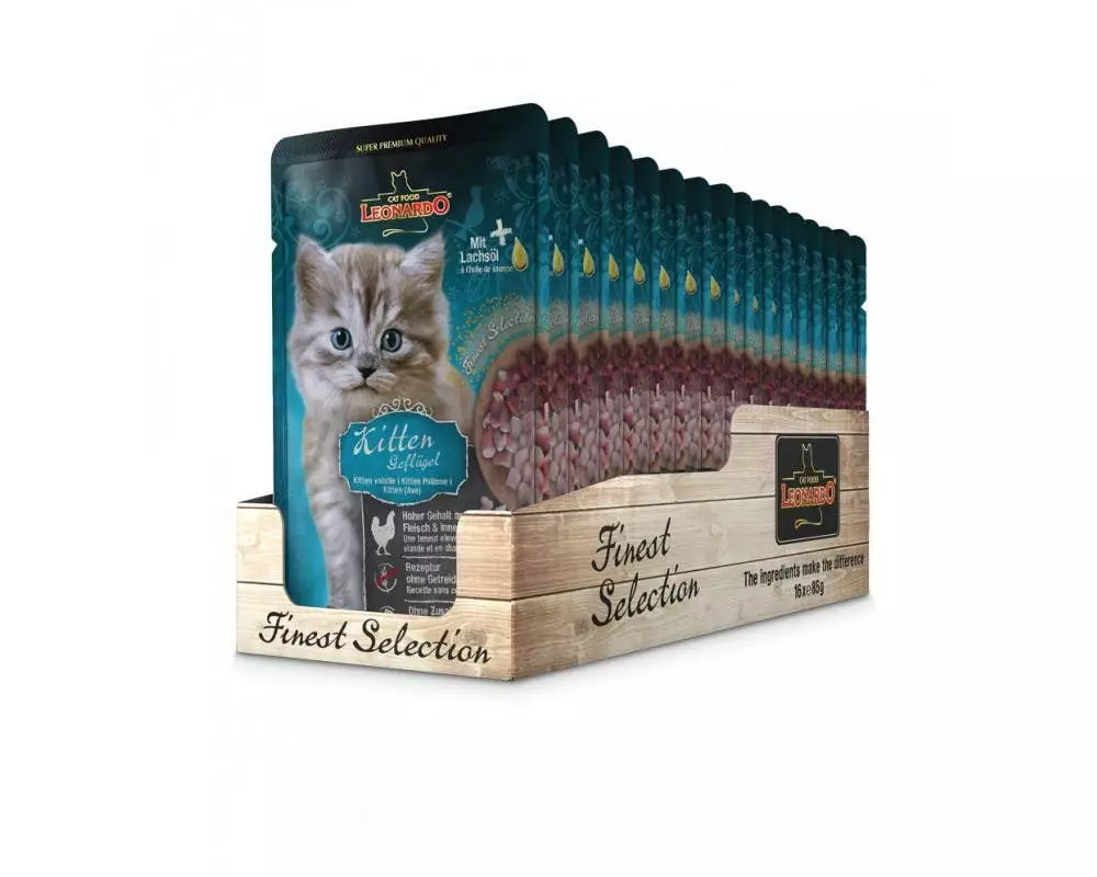 Leonardo Cat Food Nassfutter Kitten Geflügel, 16 x 85 g