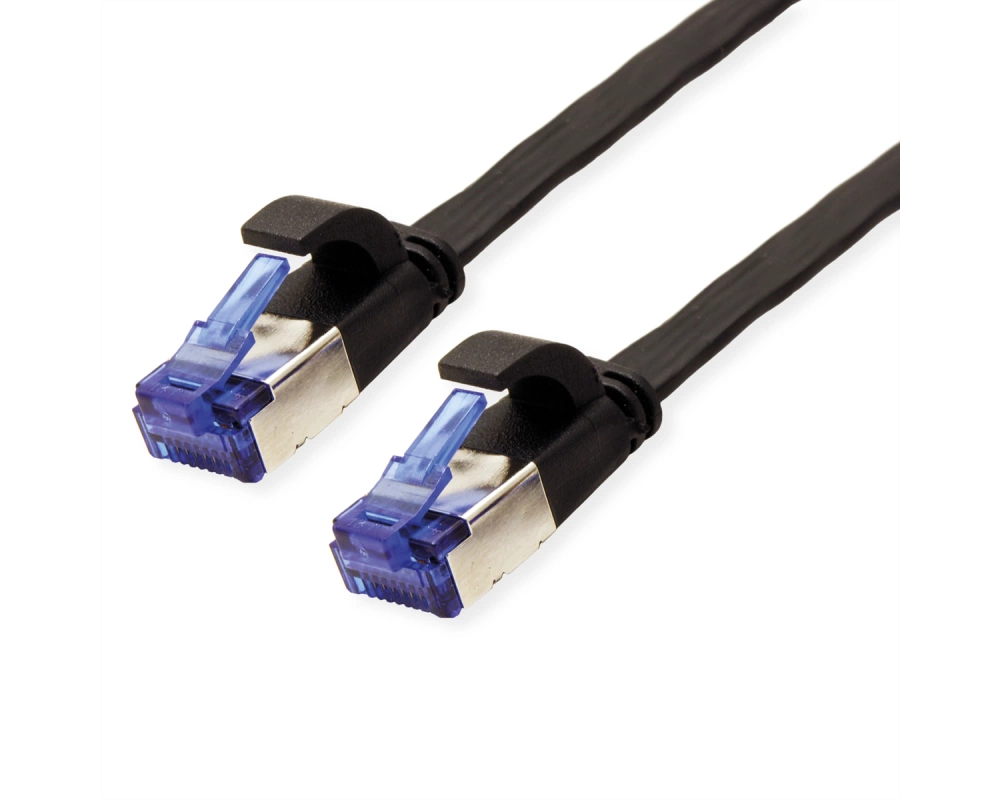VALUE Patchkabel Cat.6A (Class EA) FTP, extra-flach, schwarz, 1 m