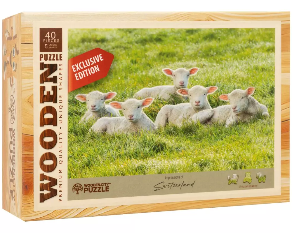 Wooden City Holz-Puzzle Lämmer 40 Teile