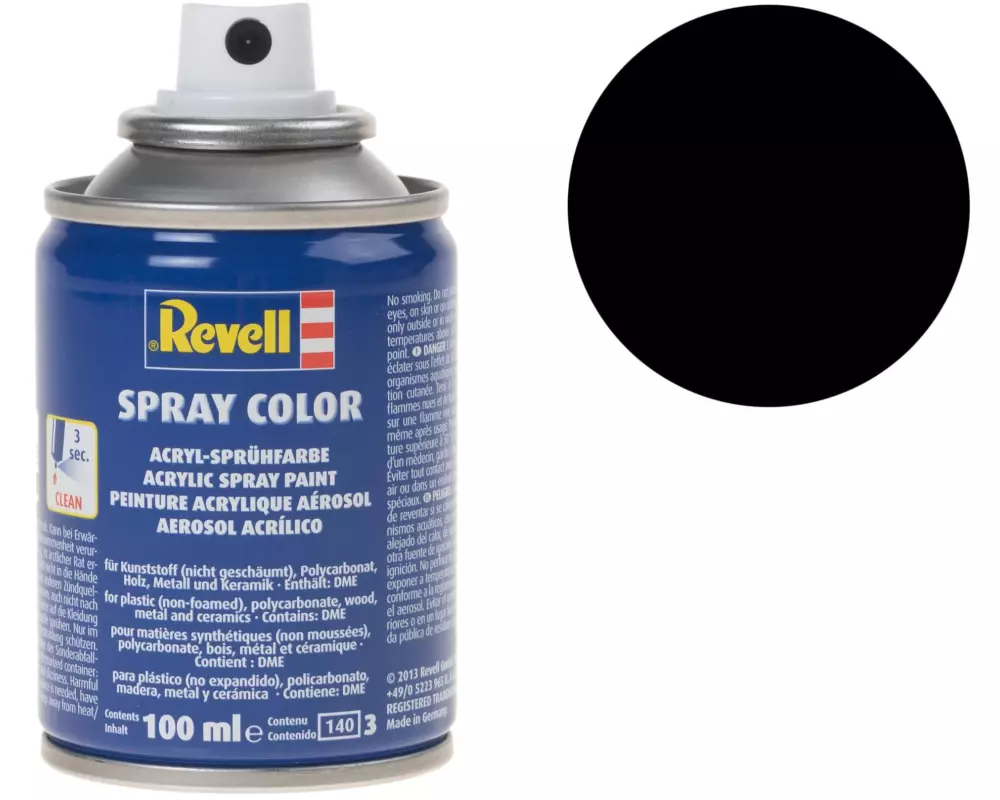 Revell Acrylspray 100 ml Deckend/Seidenmatt-Schwarz matt