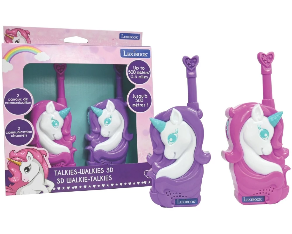 Lexibook Einhorn 3D-Walkie-Talkies 500 m Reichweite, Rosa/Lila