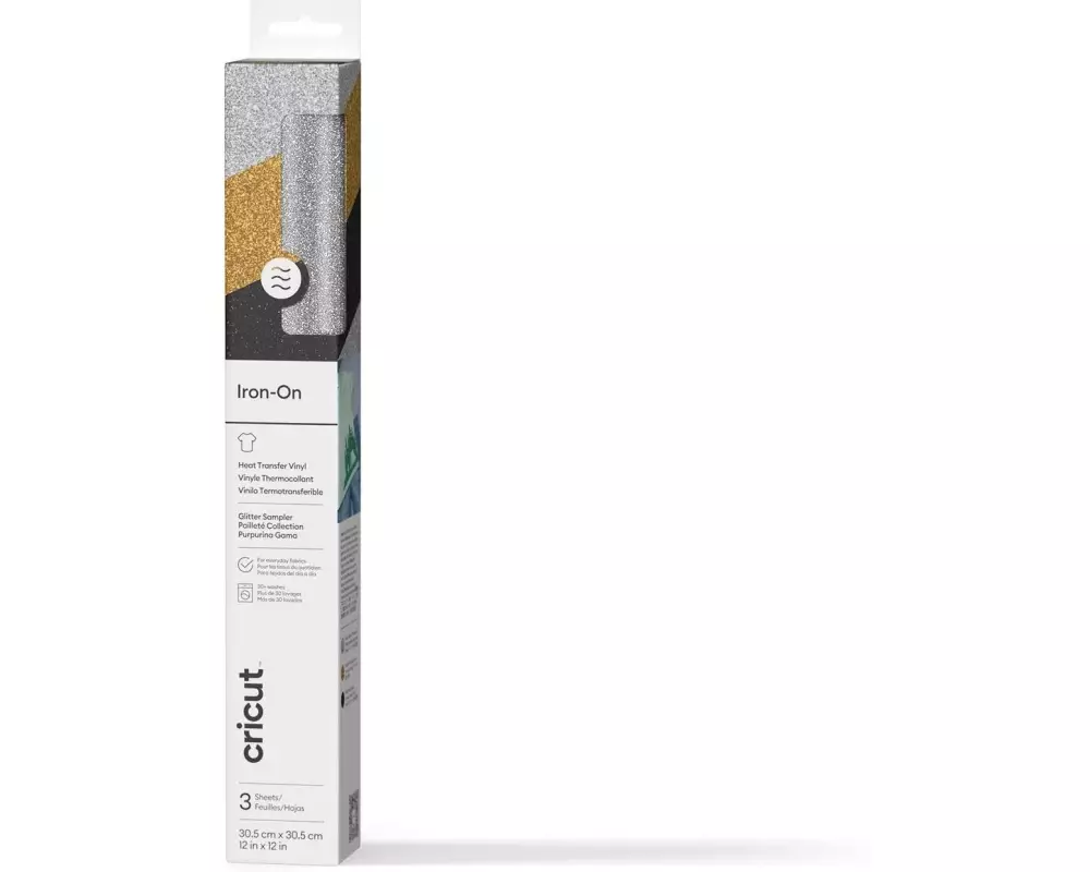 Cricut Aufbügelfolie Glitter Basic 30.5 x 30.5 cm, 3 Bögen