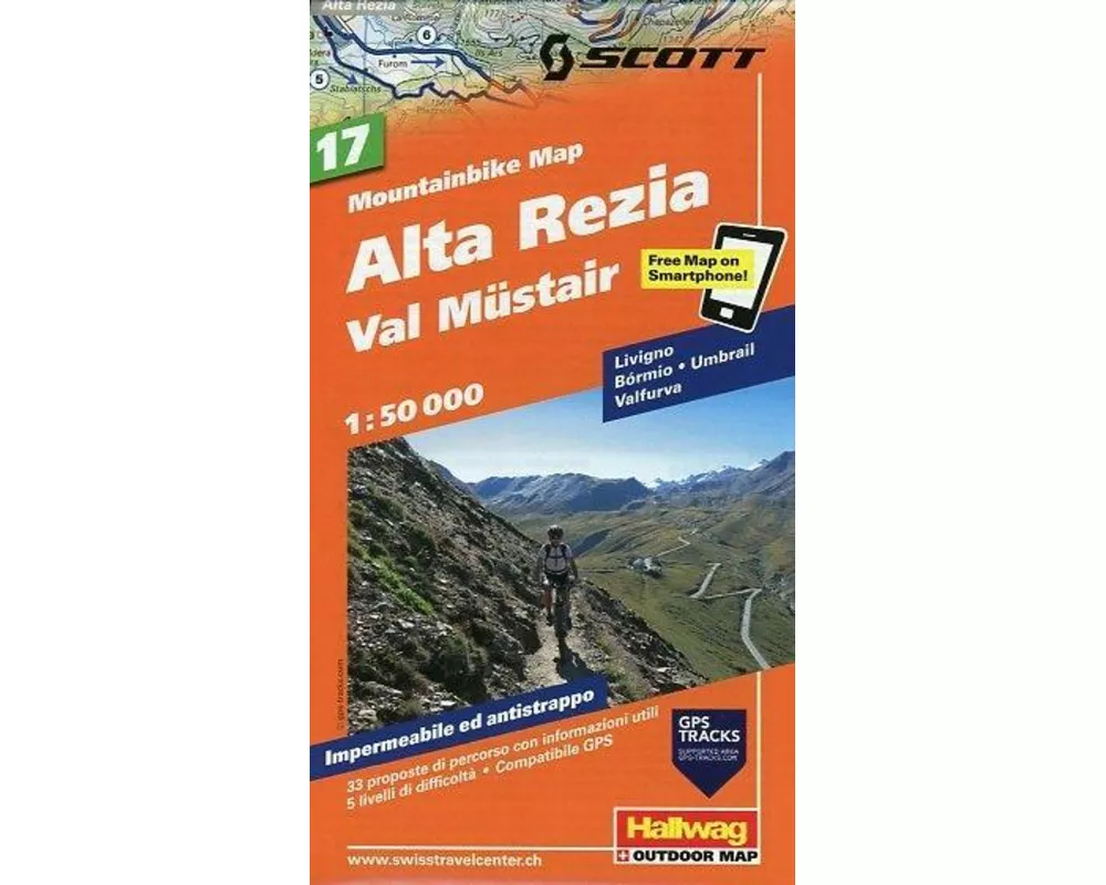Hallwag Mountainbike-Karte 17 Alta Rezia 1:50.000