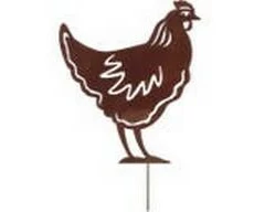 Esschert Design Dekofigur Huhn Gartenstecker Rostoptik Baustahl