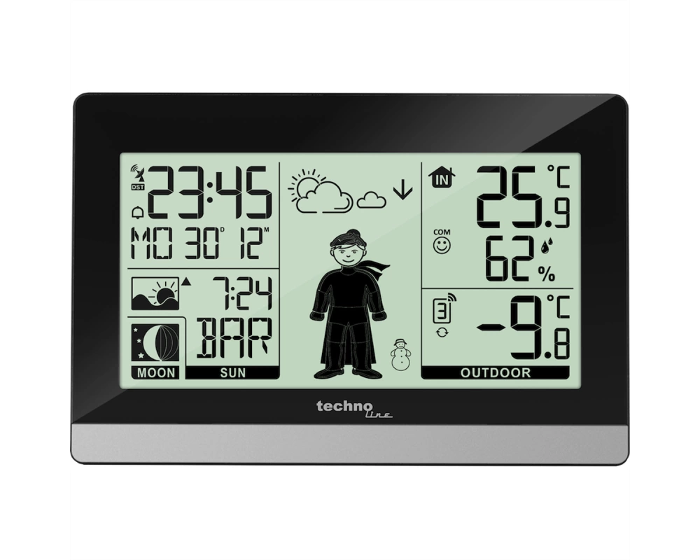 Technoline Wetterstation WS9612 schwarz Wohlfühlindikator, Mondphasenanzeige