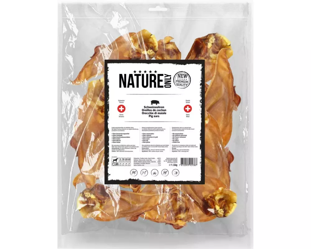 NATUREonly Kausnack Schweineohren 1.5 kg