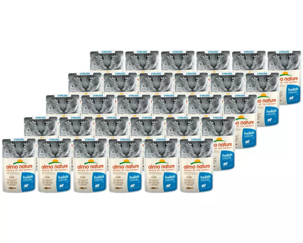 Almo Nature Nassfutter Holistic Sterilised mit Kabeljau, 30 x 70 g