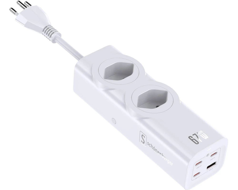 Schönenberger Steckdosenleiste 67W GaN Fast Charging Station Weiss