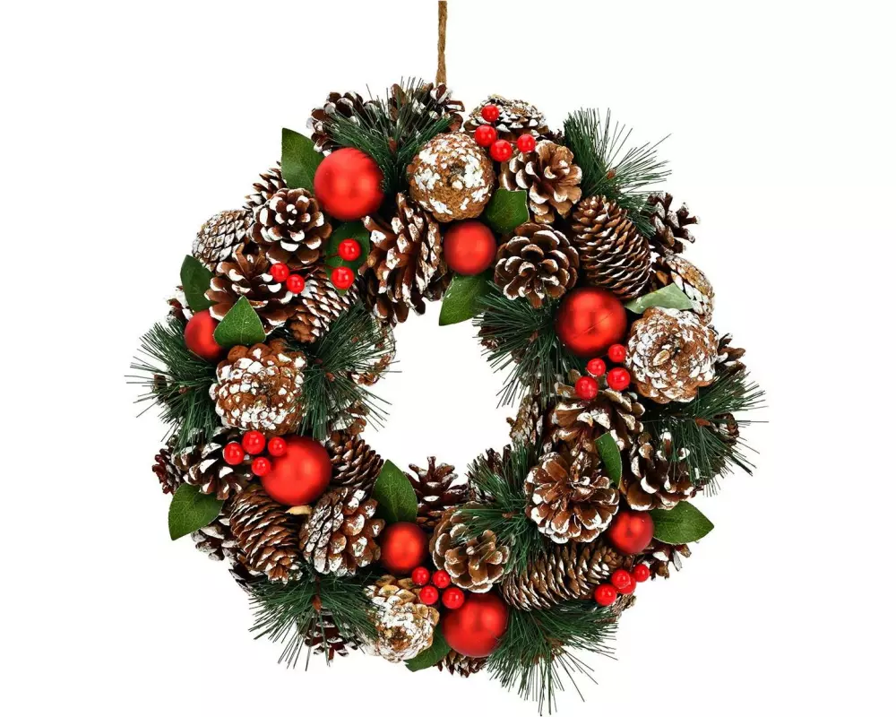 G. Wurm Weihnachtskranz mit Tannenzapfen 30 x 30 x 7 cm