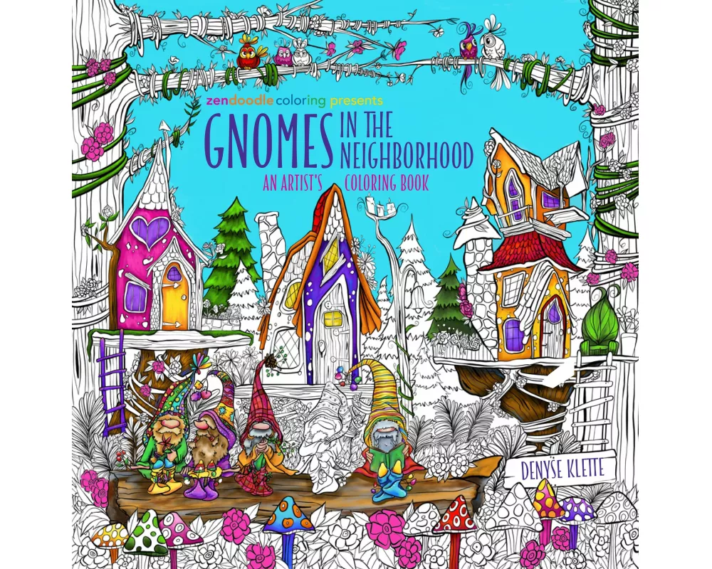 Zendoodle Coloring Presents Gnomes in the Neighborhood
