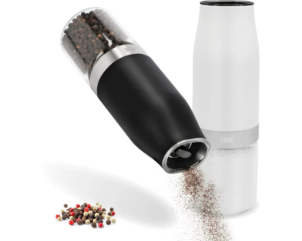 ADE Salz- und Pfeffermühle 2er Set 18.3 cm, Schwarz/Weiss
