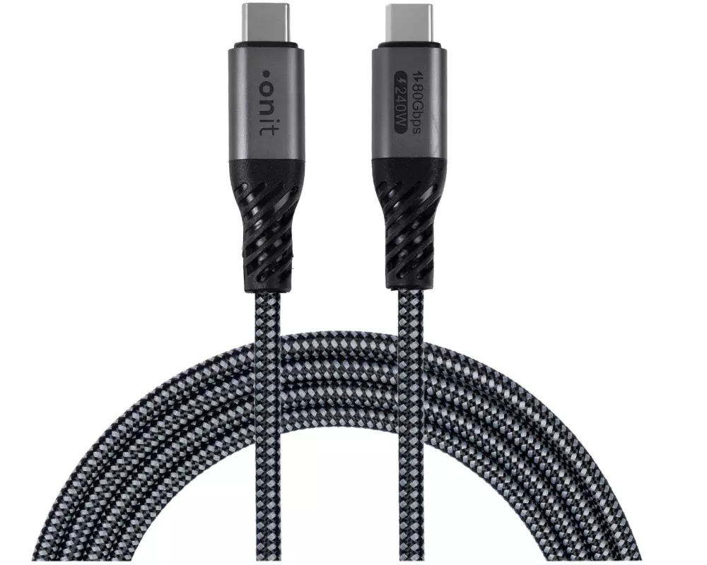 onit USB4-Kabel v2.0 Premium USB-C - USB-C 0.5 m, Schwarz/Grau