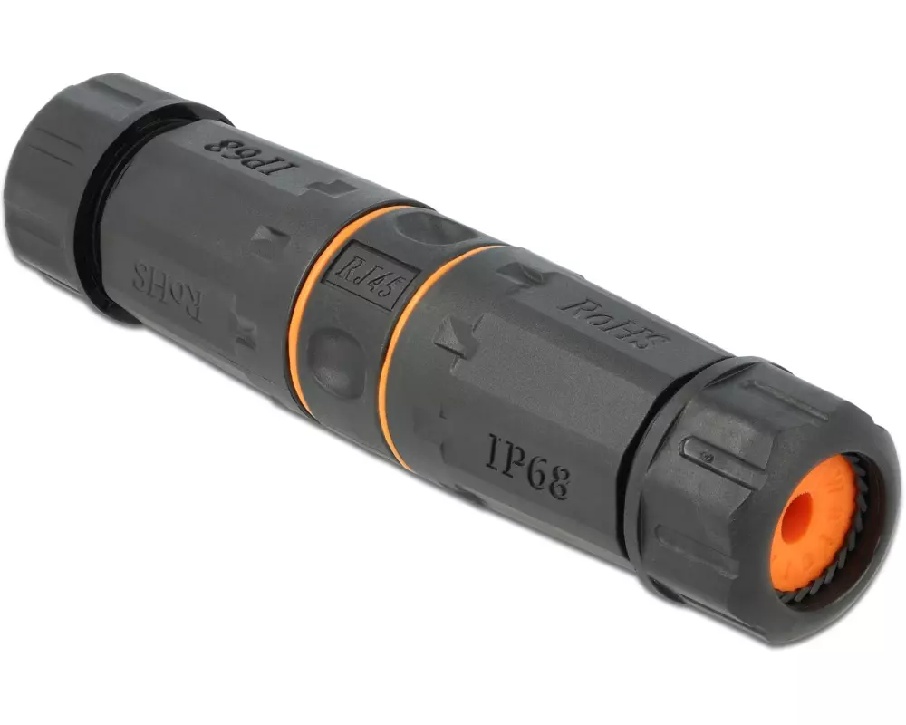 Delock Kupplung RJ-45, Cat.6A, orange, Wasserfest 1 Stück