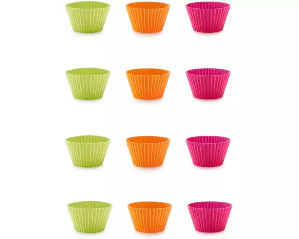 Lékué Muffin Backform Silikon, mehrfarbig, 12er Set