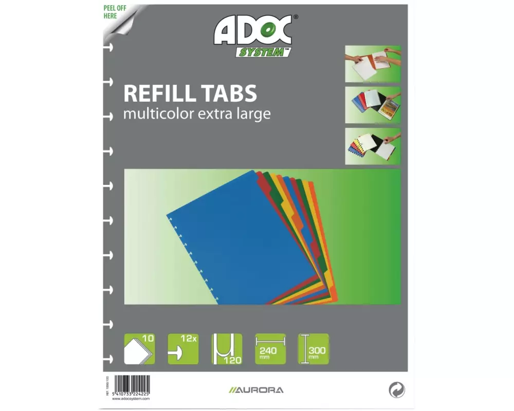 Adoc Notizheft Ersatz-Register A4, 5-farbig