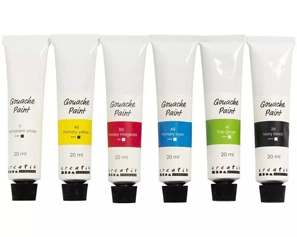 Creativ Company Wasserfarbe Gouache Standard, 6 x 20 ml