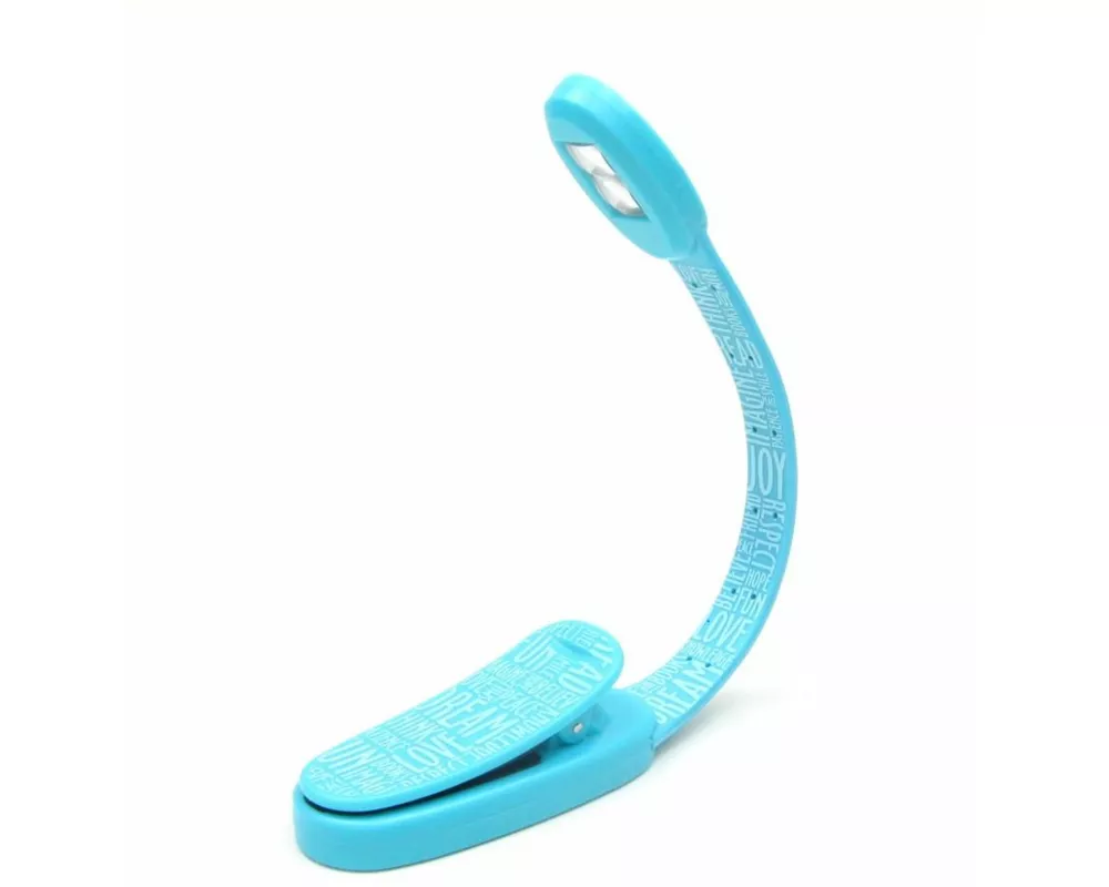 Flexilight Xtra (Blue Words) - 2-LED Leselampe mit Klammer - extralanger Hals - Geschenk für Leser, Buchliebhaber - Deutsche Ausgabe