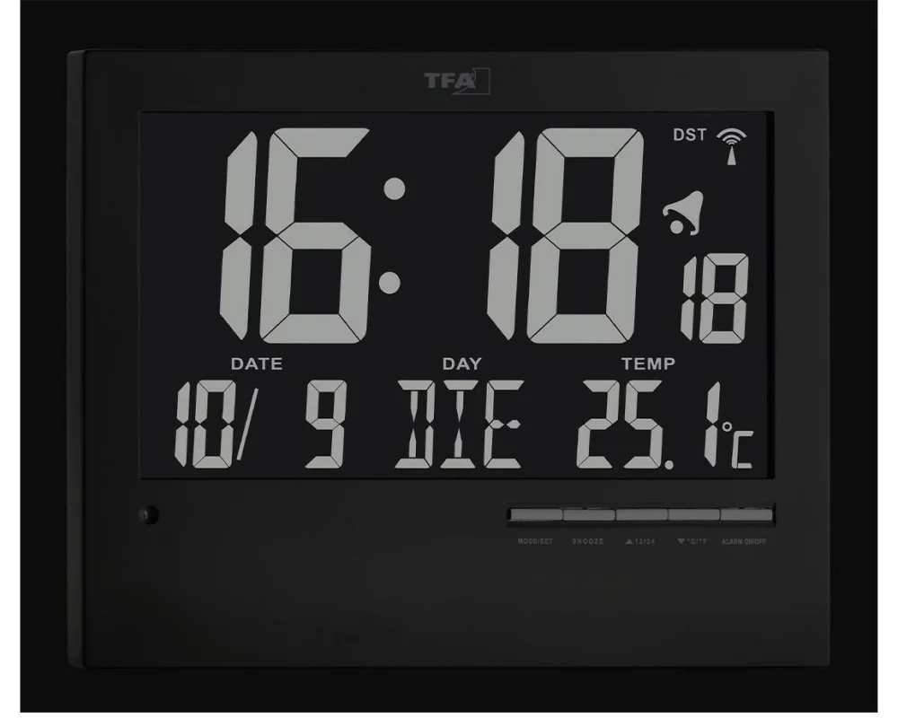 TFA Dostmann Funkuhr Schwarz
