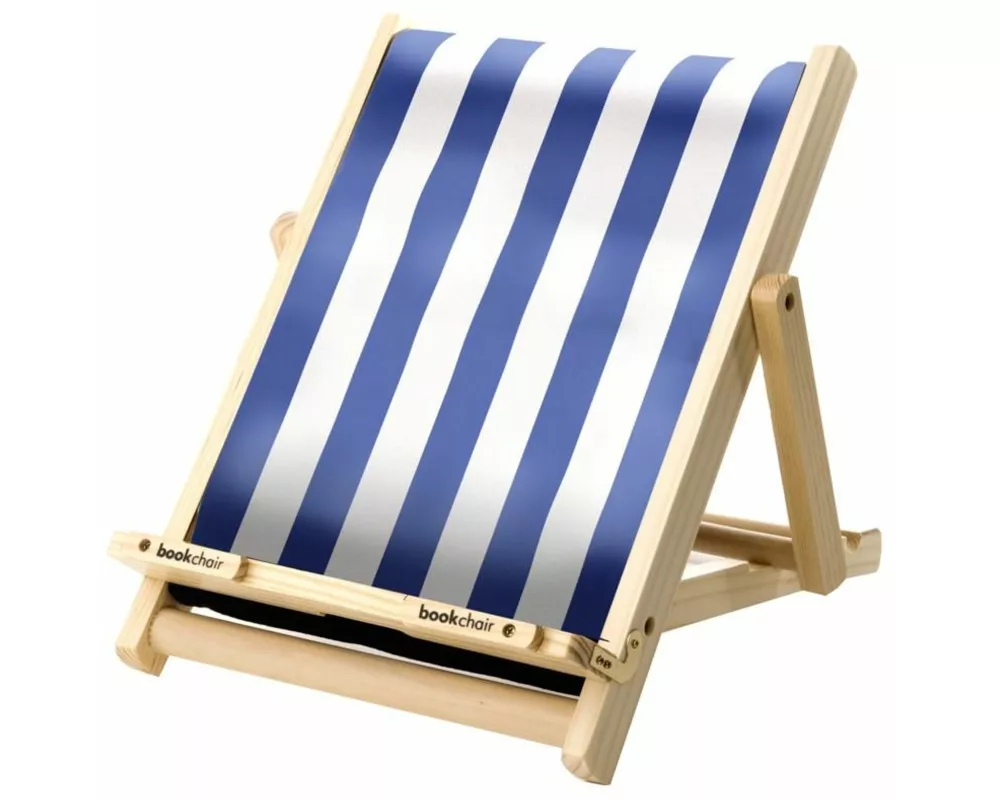 Bookchair (Standard) - Blau-Weiß - Buchständer aus Holz - Leseständer - Für Bücher, E-Reader und Tablets - Lesehilfe - Tablethalter - freihändig Lesen