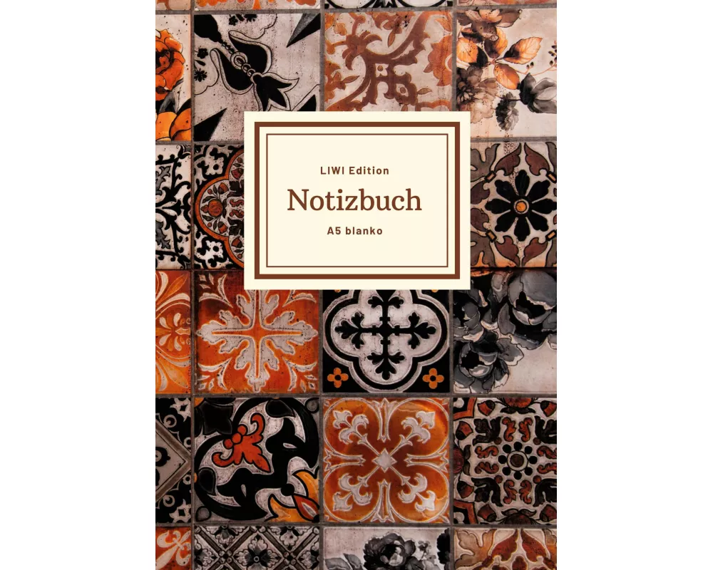 Notizbuch schön gestaltet mit Leseband - A5 Hardcover blanko - 100 Seiten 90g/m² - floral indisch - FSC Papier