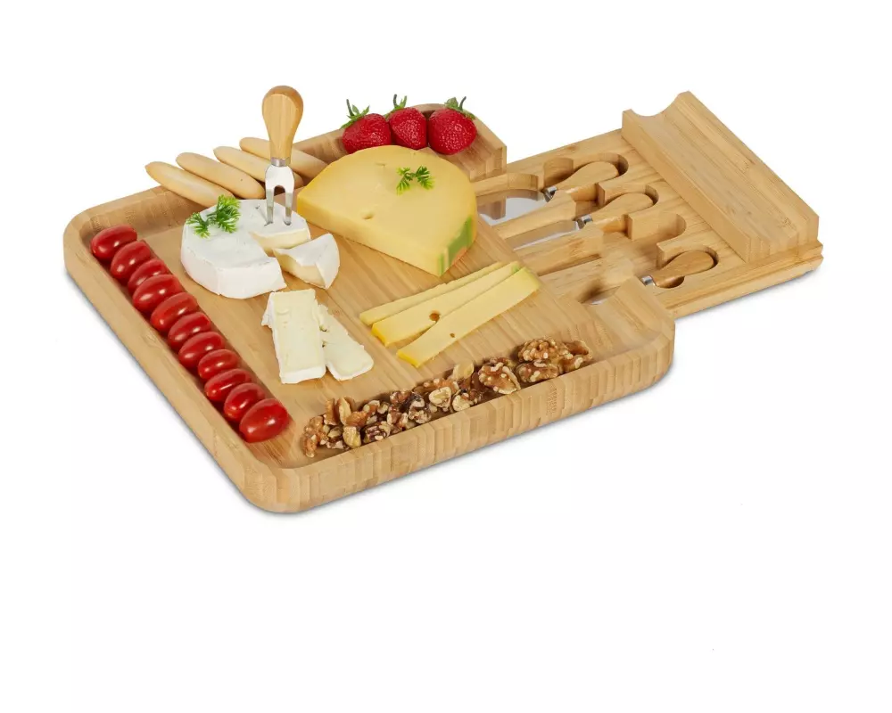 relaxdays Servierplatte Käsebrett 4-teilig