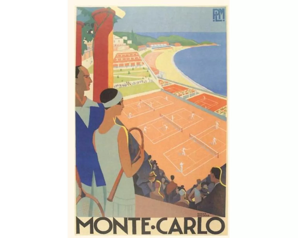 Vintage Journal Badminton Court, Monte Carlo Travel Poster