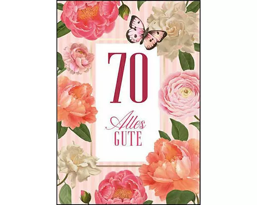 Doppelkarte / 70. Geburtstag (Blumen)