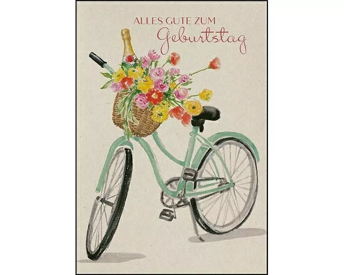 Doppelkarte. Zum Geburtstag (Fahrrad)