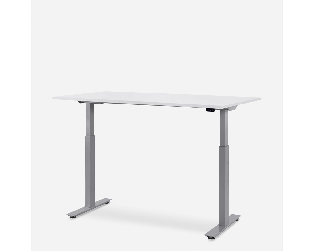 WRK21 Schreibtisch Smart 140 x 80 cm, Höhenverstellbar, Weiss Uni / Grau