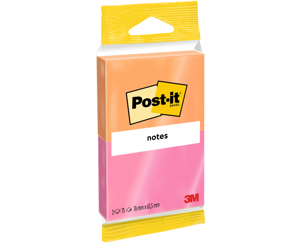 POST-IT Notes 76x63,5mm 6720-PO pink/orange 2x75 Blatt