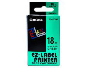 CASIO Beschriftungsband XR-18GN 18mm/8m schwarz/grün