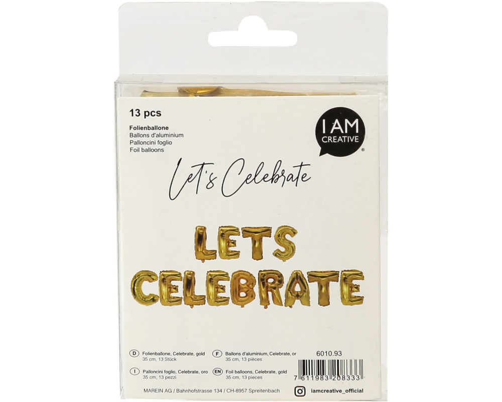 I AM CREATIVE Folienballon, Celebrate 35cm 6010.93 gold
