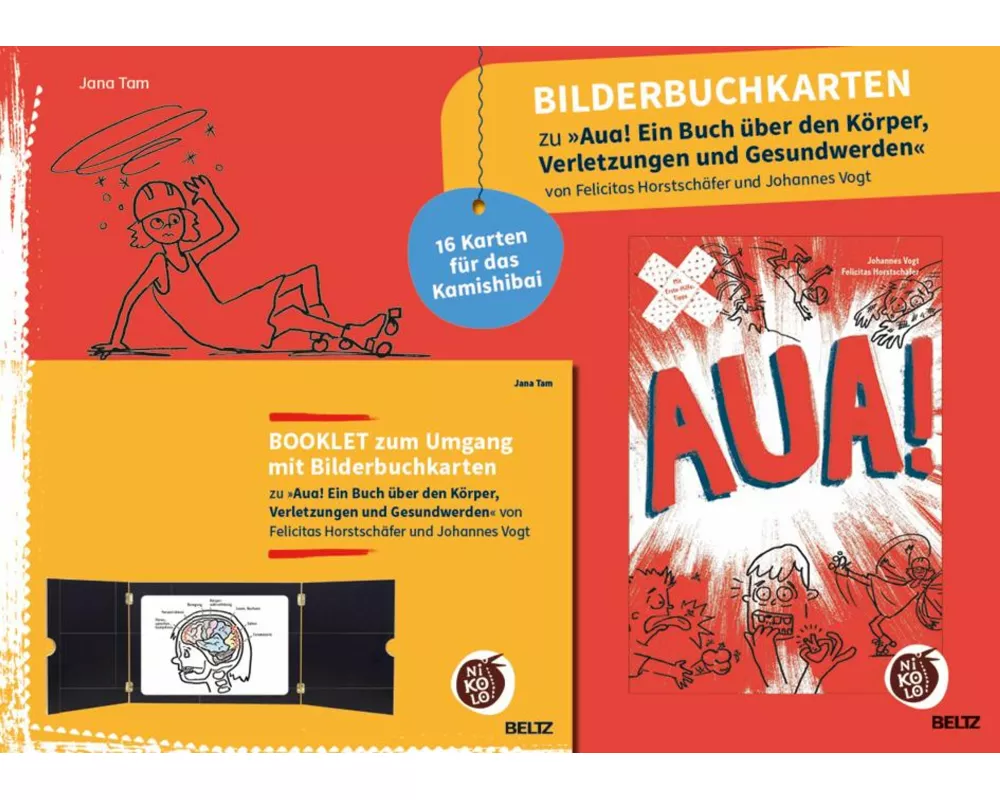 Bilderbuchkarten »Aua! Ein Buch über den Körper, Verletzungen und Gesundwerden« von Felicitas Horstschäfer und Johannes Vogt