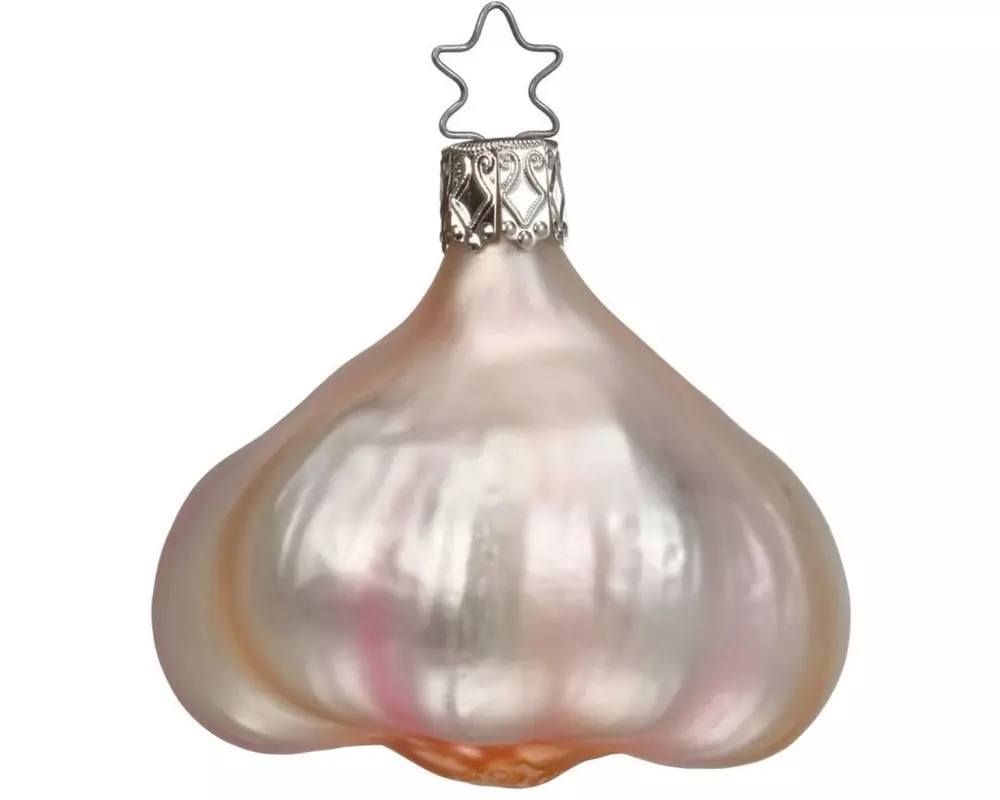 Inge Glas Manufaktur Weihnachtskugel Knoblauch Beige