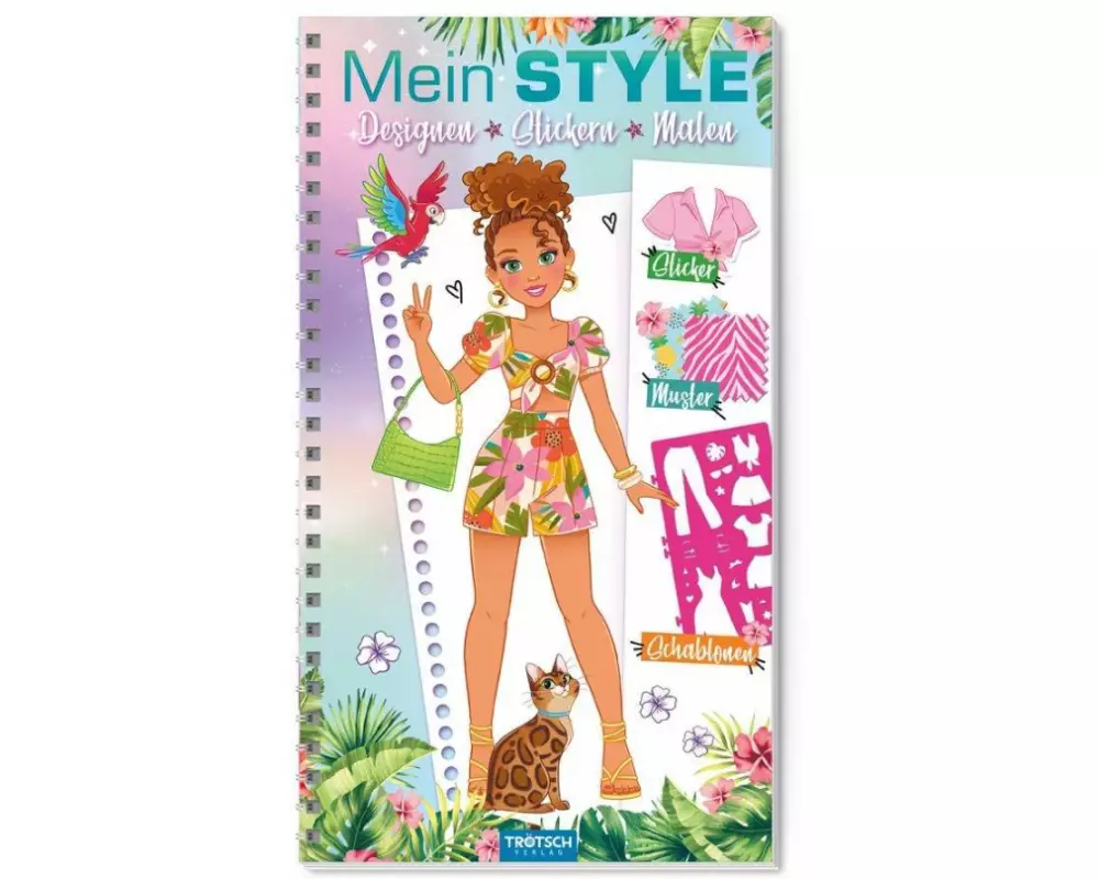 Trötsch Malbuch mit Schablonen und Stickern Mein Style Holiday