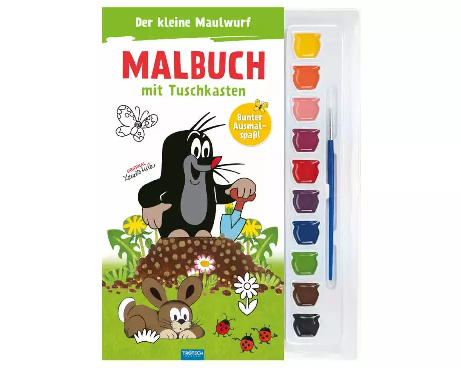 Trötsch Der kleine Maulwurf Malbuch mit Tuschkasten