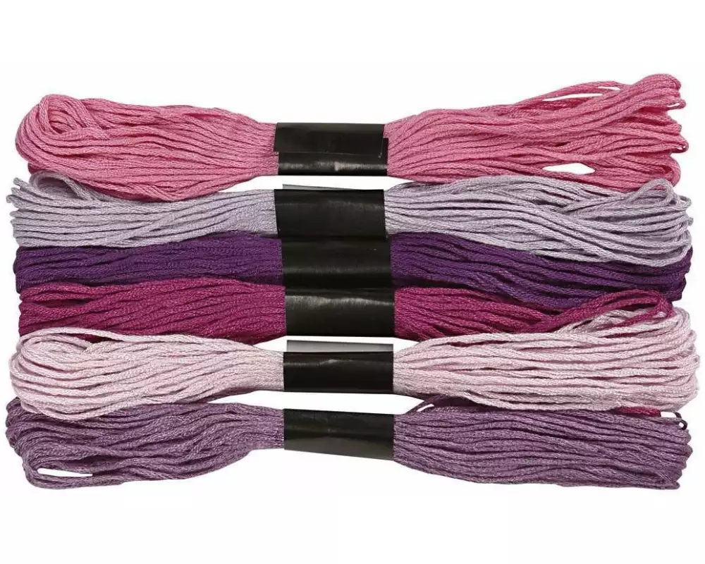 Creativ Company Stickgarn Baumwolle Lila 6 Bündel à 8 m